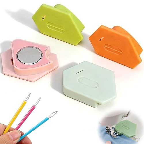DIYCUT 4 Pièces Guide Couture Aimanté pour Machine à Coudre, avec Outil d'ourlet Magnétique, Universel Guide de Machine à Couture, avec Aide à l'enfilage, pour Maison, l'atelier de Coudre