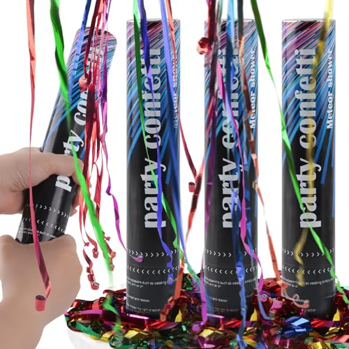 SilverChry Cannone Spara Coriandoli *4pcs, Tubo Spara Coriandoli Festa, Coriandoli Cannoni Popper, Tubi Coriandoli Compleanno, Cannoni Coriandoli Matrimonio, Sparacoriandoli per Laurea Tubo (Colore)