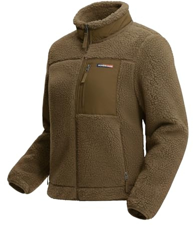 Pioneer Camp Damen Fleecejacke Winter 550g Extra Warm, Winddicht, Stehkragen - Für Skifahren, Wandern, Klettern (Outdoor) - Ohne Kapuze(Autumn Maple;M)