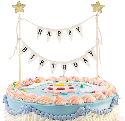 Happy Birthday Cake Topper Banner, Tortenstecker Für Geburtstagskuchen Dekoration, Wimpelkette Tortendeko Für Party, Hochzeit, Babyparty