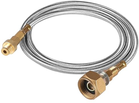MIGUBIGU 1 st gasadapter för camping med flexibel slang, 1 m, campingflaskadapter, gasflaskadapter, LPG-adapter för campingugnar i platt cylinder, campingspisar