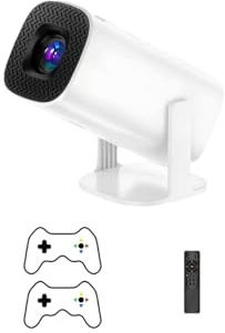 P30 max Projector and Game with 2 Wireless Controllers,1280 * 720P,Smart Game Projector with inbuilt apps and 30000 Games,Portable mini Projector with WiFi&Bluetooth, 4k HD Video