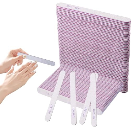 50 Stück Nagelfeile 100/180, Gel Nägel Nagelfeilen für Gelnägel Nagelfeilen Naturnägel Nail File Nagelpfeile Nägel Zubehör Doppelseitig Nagelfeile Set für Nagelstudios DIY Nail Art Zuhause