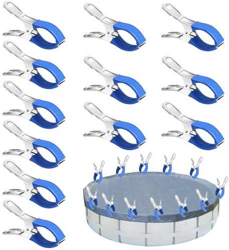 SIGANDG Métalliques pour Pince Bache Piscine,Bleu,12 Pièces