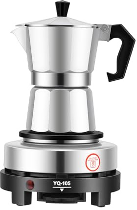 Espressobryggare, elektrisk kaffebryggare, liten, 6/3 koppar, espressobryggare, induktion, lämplig för alla typer av spisar (3 koppar)