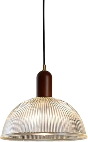 French Vintage Glass Dome Pendant Light Simple Wood Farmhouse Hanging Lamp Lighting Fixture Indoor Decorative Chandelier E26 E27 Base for Kitchen Island Dining Room Loft Living Room Bedroom Bedside