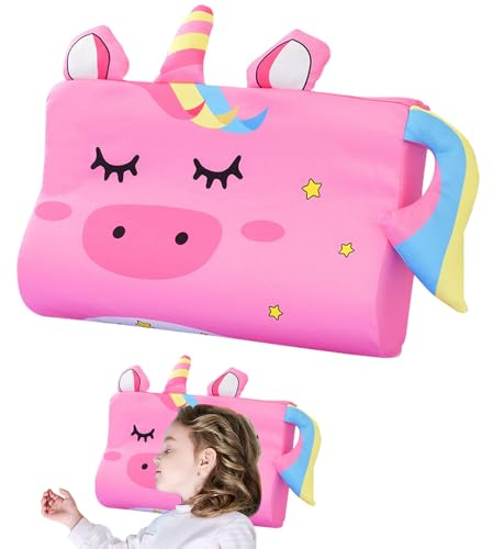 KBIBCK Schlummerkids, Cuscino Schlummerkids Calmly, Cuscino per Bambini Animali Sonno, Cuscino per Bambini, Cuscino Memory Foam Bambini con Federa per Casa Cameretta dei Bambinis (Rosa, 45 x 27 cm)