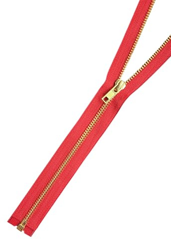 Metall - Reißverschluss Gold-Messing Reißverschlüsse teilbar 5mm MG_148 (rot, 53cm)