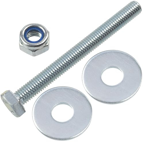 AERZETIX - Set di 10 bulloni a testa esagonale M10x100 mm + 20 rondelle larghe + 10 dadi esagonali autobloccanti M10 | Per progetti domestici, ristrutturazioni e riparazioni leggere | acciaio