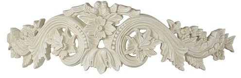 Flowering Medallion Wall Teester | Handpainted Antique Ivory Finish | Royal Bed Crown Creates a Lavish Canopy with your Window Curtain Panels or Sheer Drapery | Classic Floral and Scrollwork Design