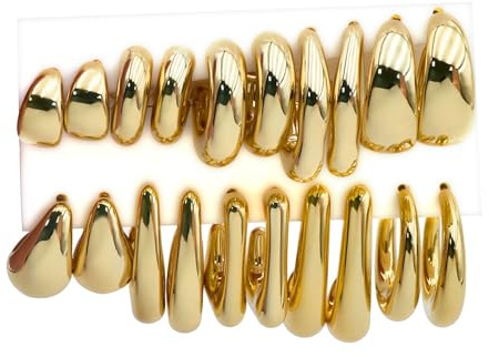 SIXDUTON 9/10 Pares Pendientes Mujer Chapada en Oro de 14K Aros Dorados Hipoalergénicos Pendientes Gota Ligeros Moda Joyería Regalos (10 Pares-Oro)