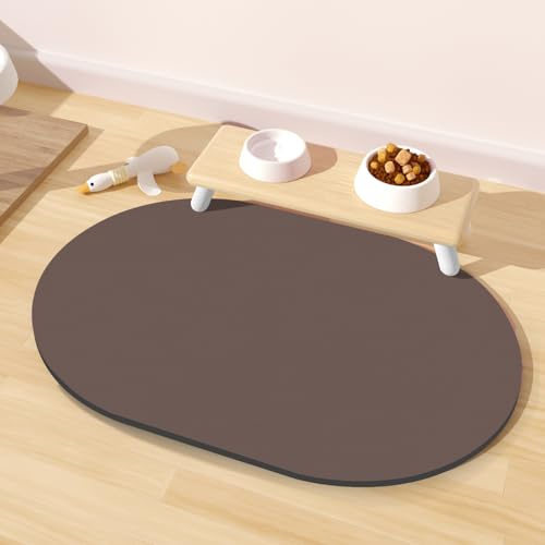 METEOROCK Tapis Antidérapants Gamelle Chien et Chat, 61x40.5 cm Absorbant Tapis Gamelle de Chien, Facile à Nettoyer, Modèle Grand Format avec Distributeurs Automatiques et Double Cuve