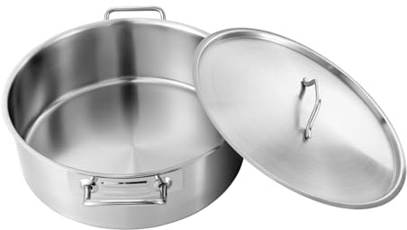 FONSOLUM 11Qt Stainless Steel Brazier Pan with Lid, Commercial Stock Pot Braisers Saute Pan with Handles, All-purpose Cookware for Boiling Stewing Frying and Casserole, Dishwasher & Microwave Safe