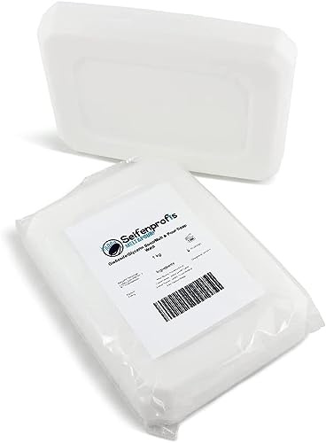 Seifenprofis - Jabón de glicerina blanco 0,9 kg (sin SLS+SCS) - Jabón de base de jabón crudo 100% vegano para verter jabón