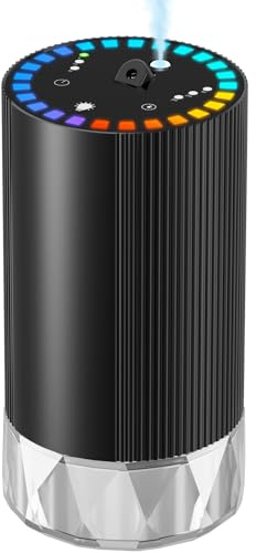 Auto Diffuser für ätherische Öle, Aroma Diffuser ohne Wasser, Auto Lufterfrischer mit 7-Farbiger soundaktivierter LED, aufladbar 60ml für Auto, Zuhause und Büro, 30-50h Laufzeit