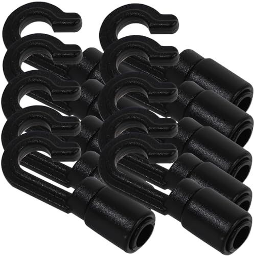 Angoily 10 Stück Yachthaken aus Robustem Kunststoff Elastische Segelschnur Haken für Kajak und Boot Outdoor Bootszubehör mit Befestigungsschnalle für Sichere Fixierung