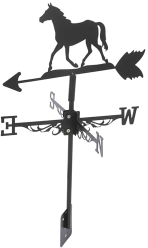 Gatuida Girouette de Jardin en Fer Indicateur de Direction du Vent, Motif Cheval Courant, Piquet Métallique pour Décoration Extérieure, Outil Météo pour Terrasse, Ferme et Pelouse