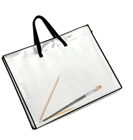 Pyralidsg ritmapp A2, praktisk A2 med handtag och dragkedja, vattentät och fuktbeständig mapp, för skola, kontor och konstnärer (64,5 x 48 cm, vit)