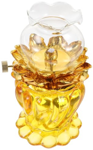 HYTROVE Vintage Petroleumlampe aus Glas mit Lotus Form Docht und Brenner Elegante Öllampe für Innenbereich als Dekoratives Zentrum