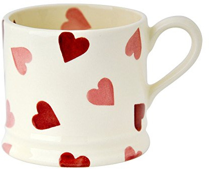 Emma Bridgewater Kleine Tasse 175ml, Keramik Kaffeetasse groß - Steingut Tasse, Cappuccino, Latte, Kaffee, Teetasse - Schöne Tassen, Geburtstagsgeschenk - Kaffeebecher Rosa Herzen