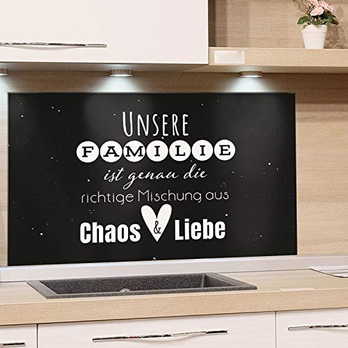 GRAZDesign Küchenrückwand ESG-Glas – Familienspruch schwarz – 100x60 cm | 4 mm ESG-Sicherheitsglas – pflegeleicht und in Deutschland gefertigt