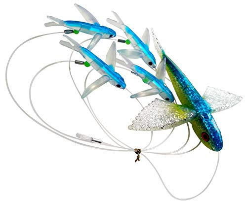 OCEAN CAT Flying Fish Angeln Trolling Lures Baits with Rigged Hook 9/0 for Marlin Thunfisch Mahi Delphin Durado Wahoo Big Game Salwater Fishing Tackle (Blau)