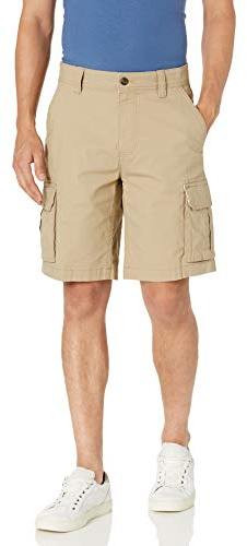 Amazon Essentials Herren Cargoshorts aus leichtem Ripstop-Stretch, 25cm, Khakibraun, 32W