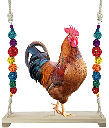 Vogelschaukeln Hühnerschaukel aus Natürlichem Holz, Spielzeug Sitzstangen Vogelspielplatz ür Hühner Papageien, Aras und Große Vögel