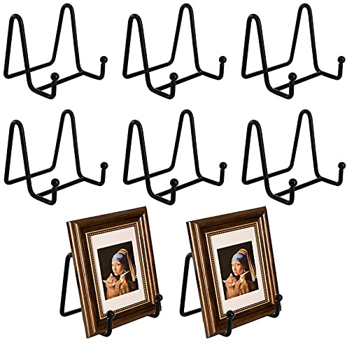 Hedume 8 Pack 3 Inch Iron Display Stand, Black Metal Easel Plate Display Photo Holder Stand, Picture Frame Holder Stand for Photo Easel, Decorative Plate, Book