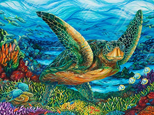YJPZZG 5000 Bunte Puzzleteile Meeresschildkröte UnmöGliche RäTsel, Bunte RäTsel, Geschicklichkeitsspiele FüR Die Ganze Familie Fertige Größe 156×105cm
