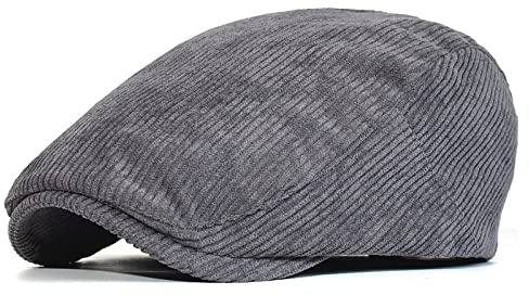 oonui Schiebermütze Herren Herbst Und Winter Cord Man Ivy Cap Dad Casual Ballonmütze Damen Big Size Baskenmütze,Grau,56-60Cm
