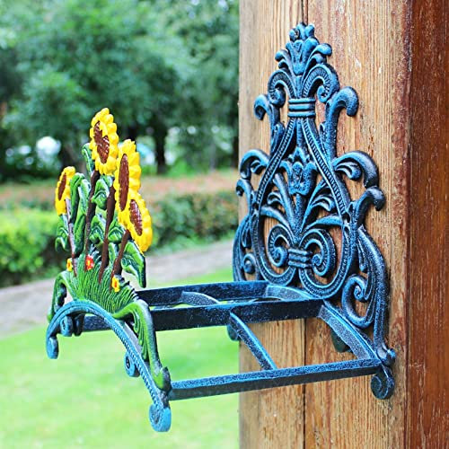 Soporte de manguera de agua de hierro forjado de hierro fundido, adornos de jardinería de hierro fundido, soporte de manguera de jardinería, soporte de manguera de agua de girasol