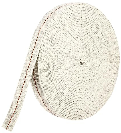 Stoppino per Lampade a Olio 10 m x 1,2 cm - Piatto e Largo in Cotone per Lampada a Petrolio, Bruciatore a Olio, Lanterna e Candela Fai Da Te