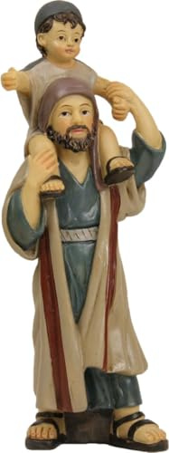 FADEDA Hirte mit Kind auf Schulter/Höhe:10 cm/handbemalt/detailgetreue Krippen Figuren - Weihnachten Tisch Dekoration Krippe Zubehör