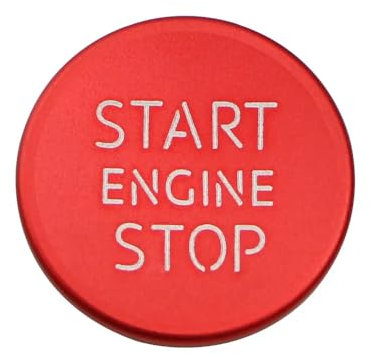 HIBEYO 1 Stück Aluminiumlegierung Motor-Stop Druckknopf Abdeckung Aufkleber Passt für Audi A4 A5 A6 A7 Q5 Q7 Auto One Button Startknopf Aufkleber Zündung Taste Dekor Interieur Zubehör-Rot