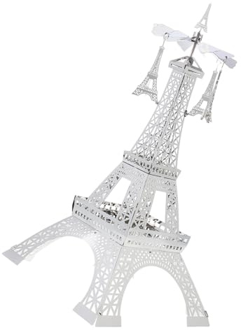 Cabilock Rotierender Kerzenhalter Metall Eiffelturm Design Tischdekoration Romantisches Candlelight Dinner Silber 13,5x13,5x28cm