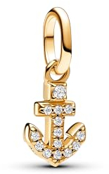 PANDORA ME Anker Mini-Charm-Anhänger aus Sterling Silber mit vergoldeter Metalllegierung und Zirkonia, Kompatibel ME und Moments Armbändern, 763369C01