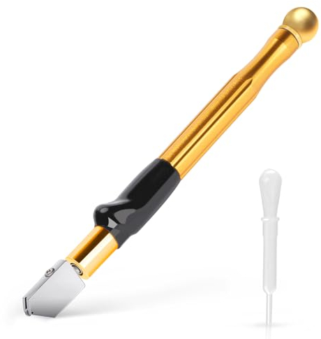 Drado Professioneller Glasschneider, 2mm-19mm Vielseitigkeits-Glasschneide-Werkzeug, Bleistift Stil Öl Feed Wolframkarbidspitze, Perfekt für Glas/Fliesen/Spielgel/Mosaik Schneiden