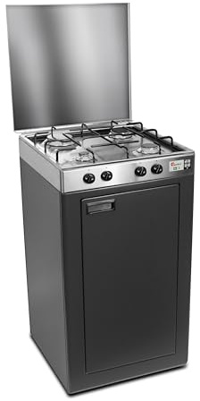 CFParker 541ACCGP - Hornillo de cocina a gas GLP de 4 fuegos, de acero inoxidable, con mueble para bombona, color gris grafito, fabricado en Italia