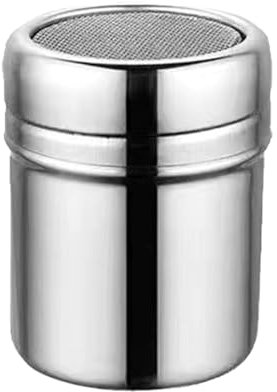 Espolvoreadora de azúcar y harina - Espolvoreadora de polvo con tapa | Espolvoreadora de metal | Espolvoreadora de malla fina | Tamiz de polvo de acero inoxidable | Tamiz de harina para azúcar glas en