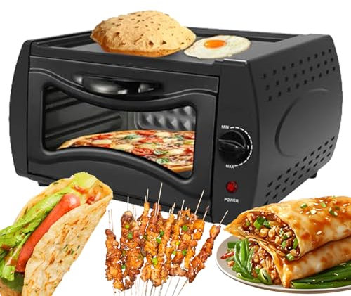 CHONGHAN Electric Pizza Oven Oven, Electric Stove with Oven 15 Liter Pizza Oven, Adjustable Browning Control with Bake Tray, Bake Rack Tray Handle, Indian Oven for Home, 750W Toaster Oven