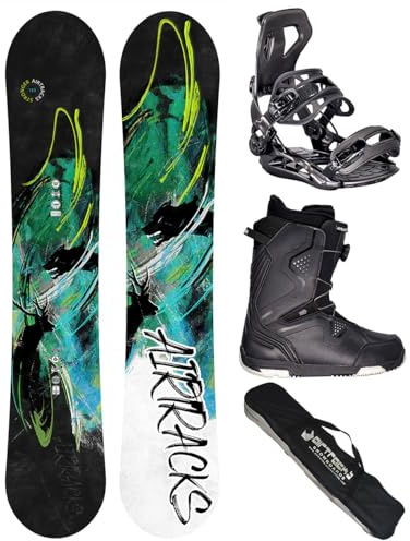 Airtracks Kit de snowboard pour homme Wide Stronger Freestyle Freeride 163 - Fixation Master - Bottes souples Strong ATOP 43 - SB Bag