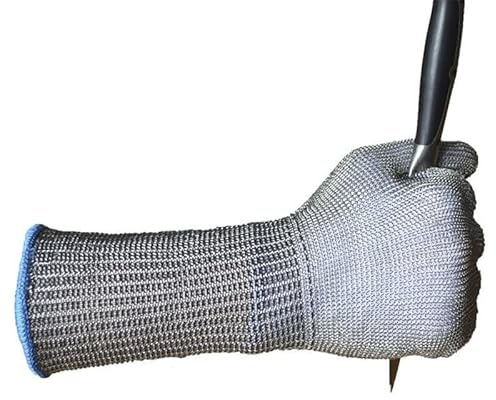 KENBT Gants Longs de Protection de Viande de Maille de Boucher de Fil d'acier Inoxydable de qualité,Protection RenforcéE