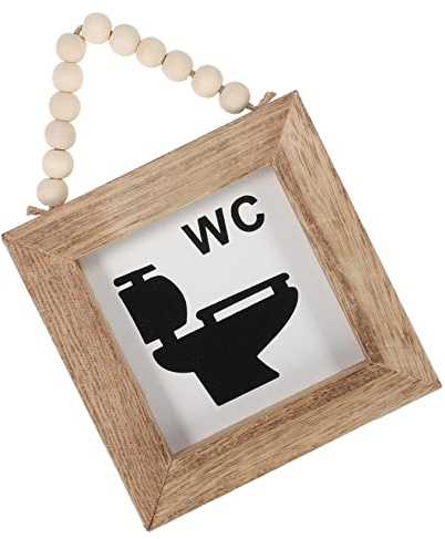 FELTECHELECTR Letrero De Madera Rústico Para Baño Decoración De Pared Colgante De Estilo Pastoral Para Puerta Y Lavabo 6.69X4.72 Pulgadas