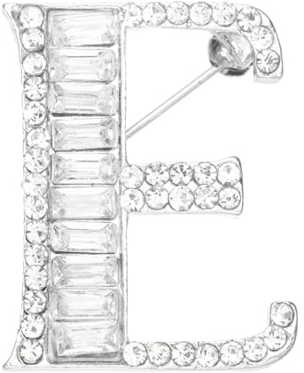 PATIKIL Buchstaben Broschen Anstecknadeln Initialbuchstabe E Silberfarben | Strass Brosche Metall Kristall Alphabet A-Z Anstecknadel Reversnadel, Für Schmuck Geschenk Anzug Kleidung