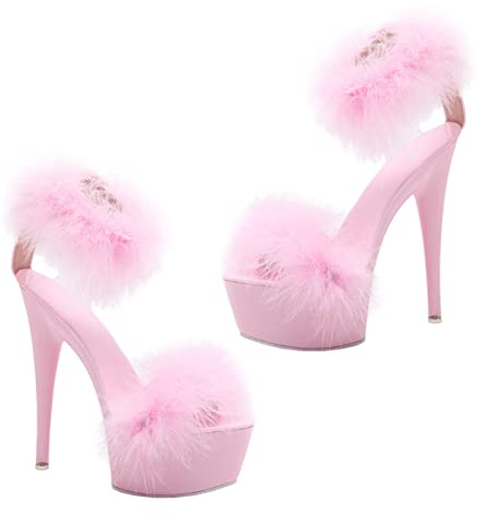 CLISPEED Women Heeled Sandals Pink Size 39 Patent Leather 1pair | Super High Heel Platform, Rubber Sole, Artificial Pu Lining, Fashion Style for Spring Summer Color Random Color