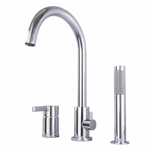YCVAWEOD Tapeur de mixage Fixation de Douche pour Baignoire à 3 Trous Tapis de Salle de Bain en Colonne avec Une Rotation à 360 °, Chrome LWX