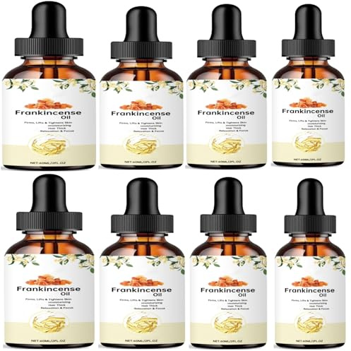 Weihrauchöl für Gesicht, Körper, Haare, feuchtigkeitsspendend, Anti-Aging, Anti-Falten, Wiederherstellung trockener Haut und rissiger Hände, reduziert feine Linien, Schwellungen, leicht (8PCS)