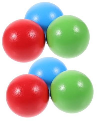 BESPORTBLE 6Pcs Wooden Bocce Balls for Outdoor Sports Grass Rolling Game Schima Superba Wood Small Portable Balls in Red Blue Green for Garden Activities