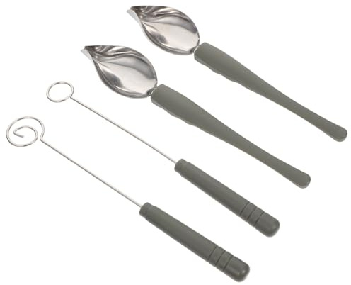 ARTIBETTER 4 Stück Edelstahl Schokoladen Dip mit Soßen und Mal Löffeln Fondue Küchenwerkzeuge für Dessertdekoration und Käsefondue